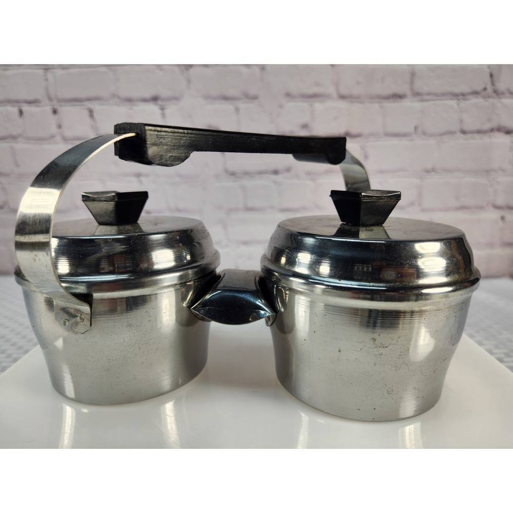 Yerbera / Azucarena Double Relish / Cream & Sugar Stainless Bakelite Handle Knob